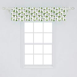 Ambesonne Cactus Window Valance, Succulent Spiky