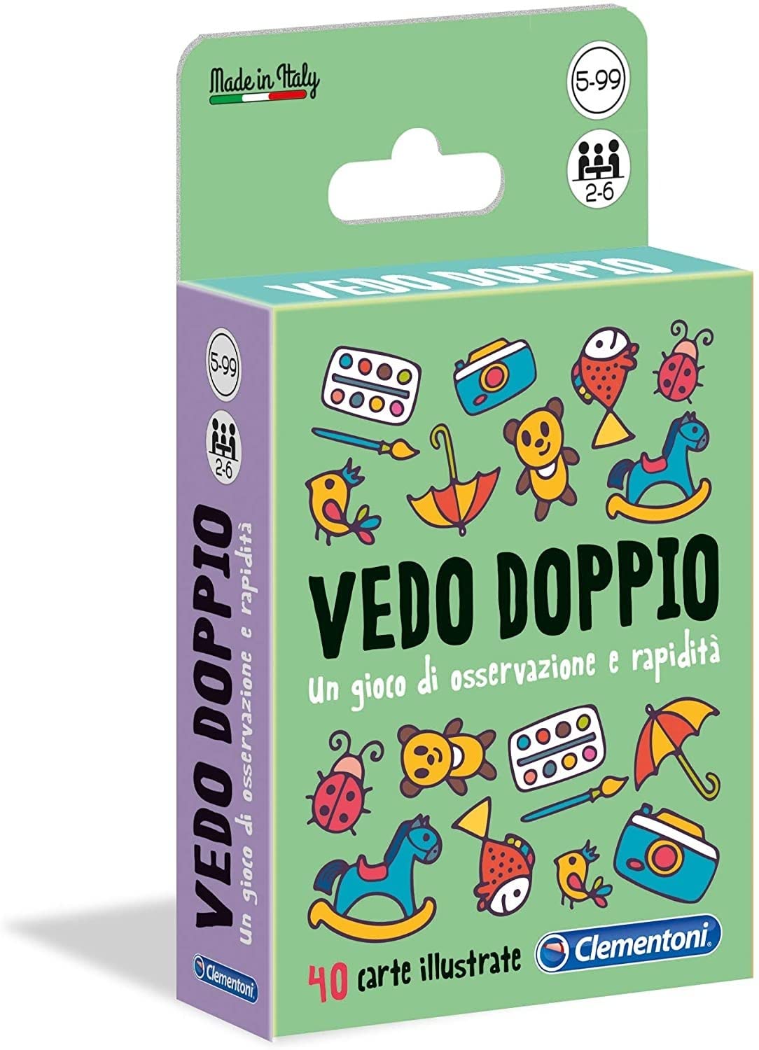 Clementoni, Sapientino Double Vedo Card Game for Children, Italian Version, Multicoloured, 16177
