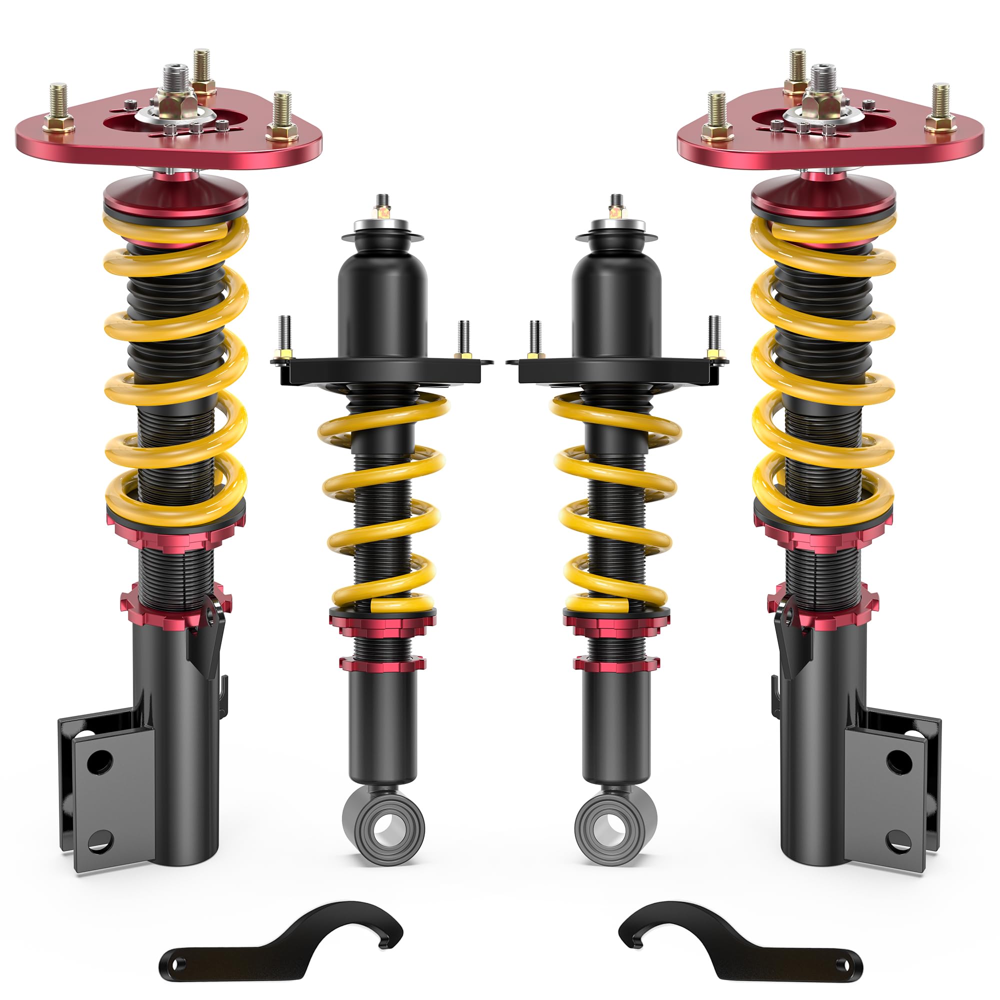Photo 1 of KUIPERAUTO Lowering Coilovers Struts Compatible for 2009-2014 Matrix E140 Compatible for 2009-2017 Toyota Corolla E160 Front Rear Shocks Adjustable Height Suspension Coil Spring Strut Set of 4 Yellow