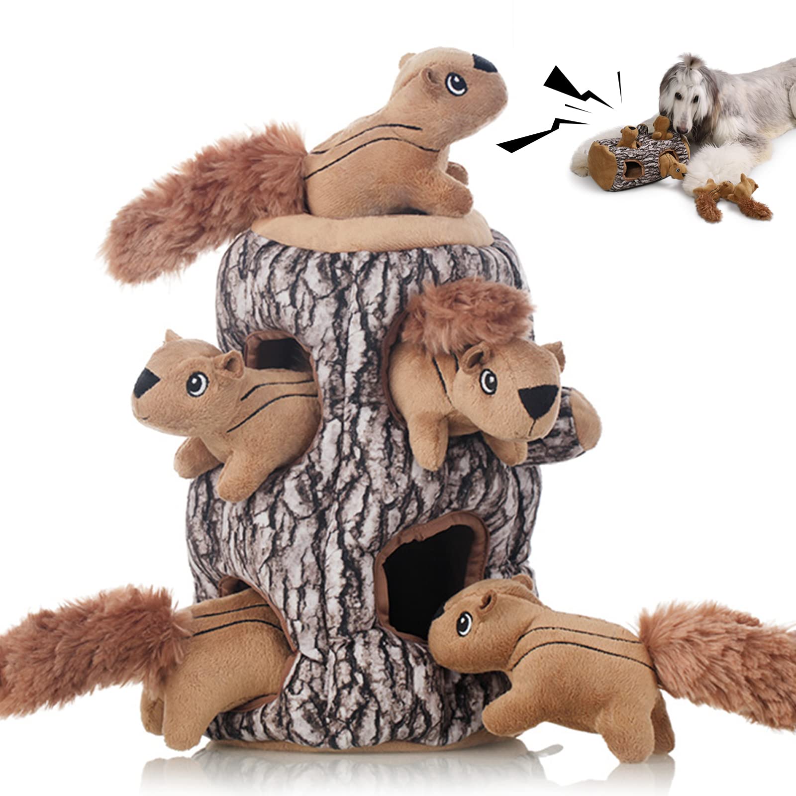 LaiFug Hidden Squirrel Plush Dog Toy， Interactive Squeaky Dog Toy Hide and Seek, XL — image 1