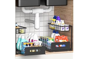 Under Sink Organizer, 2 Tier Kitchen Organizers and Storage, Pull Out Cabinet Organizer for Kitchen, Bathroom, Washroom, Cabi