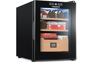 NEEDONE Humidor 33L with Heating and Cooling Temperature Control System, Quiet Electric Cooler Cabinet for 280 Counts with Digital Hygrometer, Made with Spanish Cedar Wood, Gift for Men