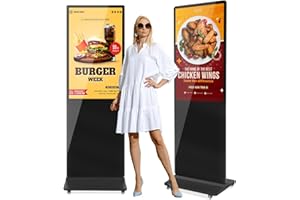 JIYANG 43 Inch Indoor Digital Signage Floor Standing Digital Kiosks LCD Totem Monitor with WiFi HDMI/USB Input Auto Media Player Android System,Free Customization Logo