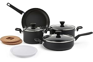 �鶹�� Basics Stackable Ceramic Non-Stick Cookware Pots and Pans Set, 10-Piece, Space Saving