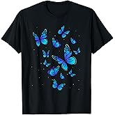 Blue Butterfly Art Garden Beautiful Butterflies T-Shirt Small