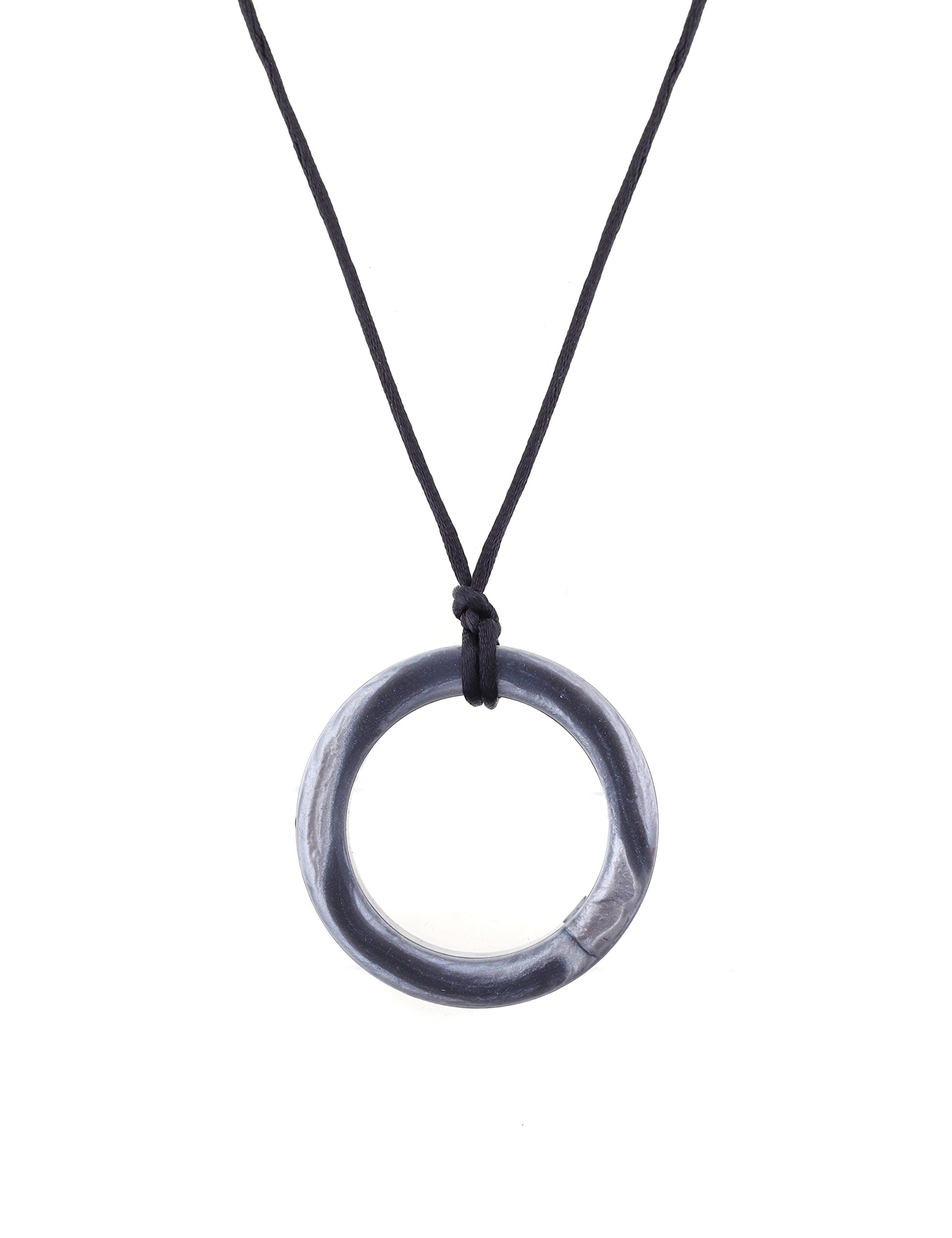 Chewigem Sensory Chew Realm Necklace - Stylish Chewlery Toy for Autism & ADHD - Silver | Oral Motor Aid for Kids & Adults with SPD, Anxiety & Teething Needs