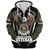 Veteran Zip-Up Hooded Sweatshirt Bald Eagle Sweatshirt Military Hoodie American Flag Hoodies For Men Patriotic Hoodie