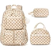 Fimibuke School Backpack for Girls Boys - 3PCS Corduroy Kids Backpack Set with Lunch Box & Pencil Pouch, Lightweight Teen Girls School Bag Laptop Bag Travel Daypack for Elementary Middle High School