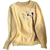 Floerns Women's Floral Crewneck Fall Sweater Long Sleeve Jumper Knitted Pullover Tops