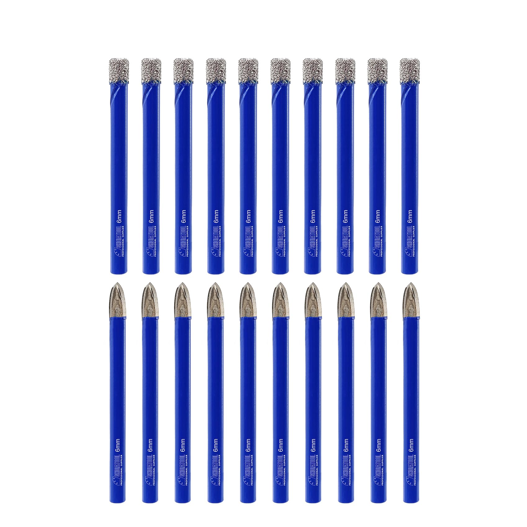SHDIATOOL Diamond Drill Bits 6mmx10 with Carbide Tip Drill 6mmx10,Core Bits with Round Shank Hole Saw Cutter for Porcelain Tile Marble Ceramic Granite,Dry Wetting Drilling, 20pcs Total — image 1