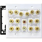 DIYTECH 7.2 Speaker Wall Plate with Gold Plated Binding Posts | Home Theater Speaker Wall Plate with Gold Plated Binding Posts for 7.2 Surround Sound, Speaker Wire &amp; Audio Installations