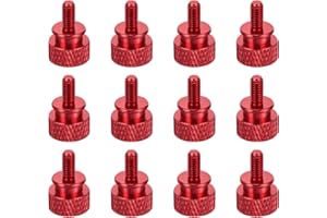 MECCANIXITY 12pcs M4x8mm Knurled Thumb Screw Computer Case Threaded Hand Tighten Screws Aluminum Alloy for PC Case, Wine Red