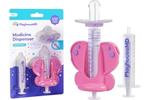 Playhouse MD Medicine Dispenser, Butterfly - Liquid Medication Syringe for Newborns, Infants, Babies & Toddlers - Baby Medicine Kit with Pacifier Attachment for Accurate Dosing