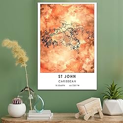 St john Map Poster, Caribbean Map Art Poster, Map