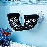 Betta Fish Hammock, White Floating Resting Leaf with Suction Cup - Aquarium Perch Ledge for Bettas, Shrimp, and Nano Fish - Minimalist Tank Decor &amp; Accessory (Black)