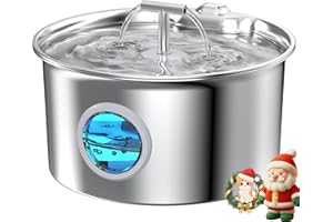 UMOCUOY Cat Water Fountain Stainless Steel: 2.6L Cat Fountain for Drinking - Pet Water Fountain for Cats Indoor - Automatic Pet Water Dispenser Bowl - Best Auto Feeding Supplies Gift for Small Dog Large Kitty