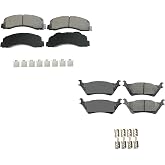 Akebono ProACT Front and Rear Ceramic Brake Pad Set Kit with Stainless Hardware Acoustic Sensors For Ford F-150 2012-2017