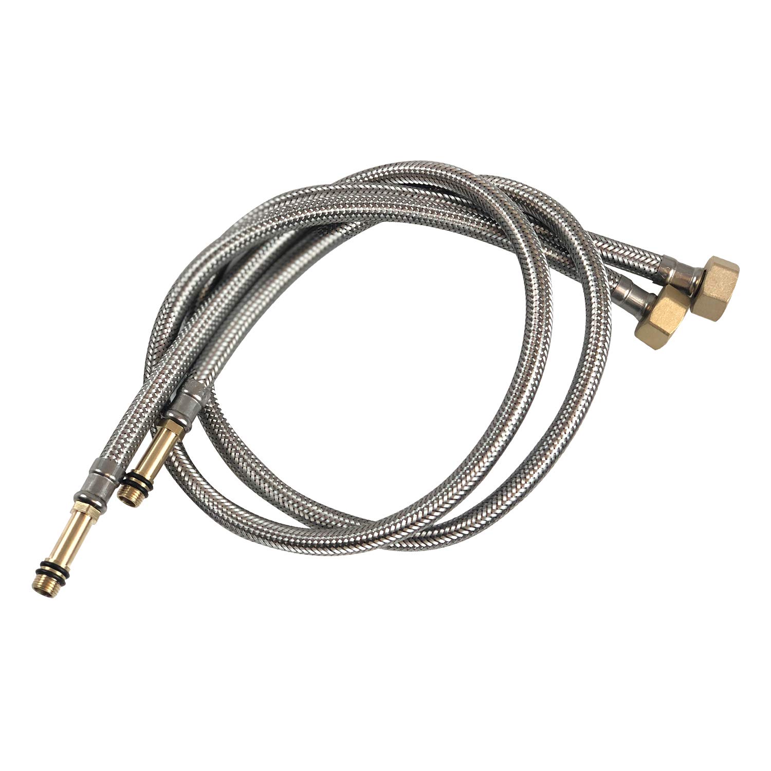 Pack of 2 Flexible Pipe Tap Connector Stainless Steel Braided Hose M10 (10mm) x 1/2" 80cm Long