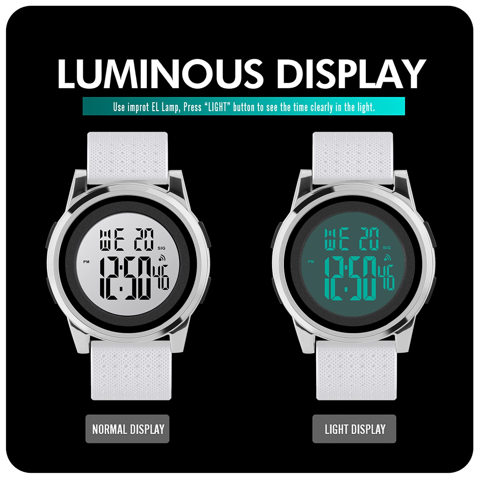 Mens Digital Watch Ultra-Thin Sports Waterproof Simple Watch Stainless Steel Wrist Watch for Men Women