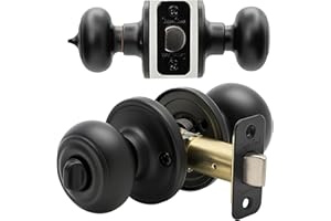 Copper Creek Colonial Privacy Interior Door Knob – ANSI Grade-3 Certified, Modern Heavy Duty Handle, Easy Install and Reversible for Bedroom, Bathroom and Closets – Matte Black (1 Pack)