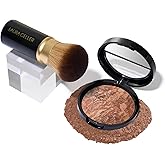 LAURA GELLER NEW YORK Get Glowing Kit (2pc): Baked Balance-n-Glow Illuminating Powder Foundation, Deep + Airbrush Kabuki Makeup Brush