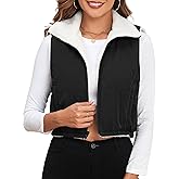 ZAFUL Women's 2024 Fleece Cropped Vest Sleeveless Zip Up Reversible Lightweight Jacket Sherpa Winter Puffer Coat Outerwear