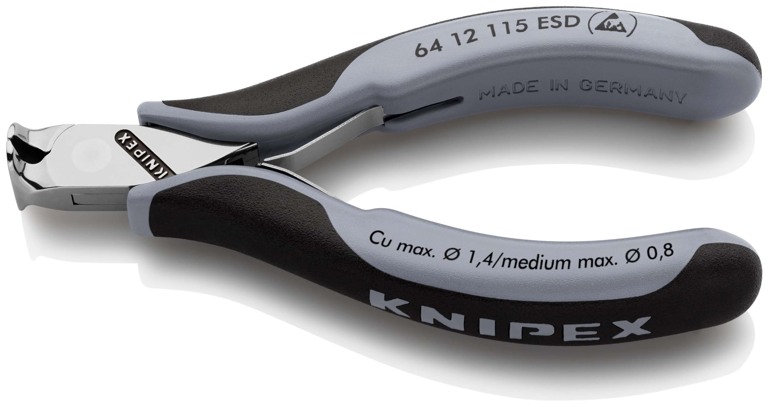 KNIPEX Electronics End Cutting Nippers ESD with Multi-Component Handles 115 mm, 64 12 115 ESD