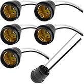 ZDRU 6 PCS E26/E27 Waterproof Lamp Holder Socket | 250V 660W for Outdoor Black Pigtail Rainproof Light Socket, Fully Sealed, DIY Lighting
