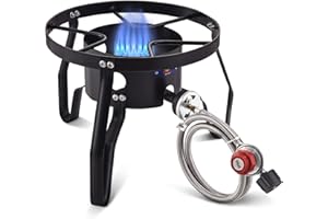 ARC ADVANCED ROYAL CHAMPION ARC Propane Burner, 37,000 BTU Cast Iron Single Burner Propane Stove for Outdoor Cooking with Rust-proof Hose & Adjustable Regulator, Great for Turkey Fry, Crawfish Boil, Home Brewing