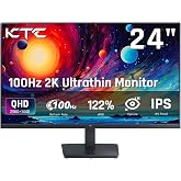 KTC 24 Inch QHD 100Hz Computer Monitor, IPS Monitor 2K 1440P, H24T27 | 1300:1 Contrast, 122%sRGB, Adaptive Sync, Anti-Blue Light Screen, HDMI &amp; Display Port, VESA PC Monitor for Gaming Office Work