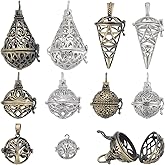 SUNNYCLUE 10Pcs Cage Charms Pearl Cage Pendant Stone Holder Cage Diffuser Locket Pendants Chime Ball Pendant Necklaces Spiral Stone Holder Necklace Cage Pendants for Jewelry Making Charms Women Adult