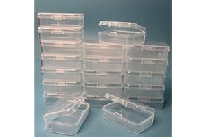 Wotermly 20 Pcs Mini Storage Containers Small Rectangle Plastic Clear Beads Storage Containers Box with Hinged Lid for Storage of Tiny Items (Size B 20 Pcs)