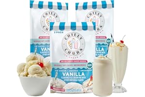 Chilly Churn Vanilla Flavored Ice Cream, Shakes & Smoothies, Use with Hand Mixer, Blender, Countertop Creamer, Ice Cream Machine & More, Gluten Free, Kosher, Makes 1.5 Quarts, 6 oz, Pack of 3