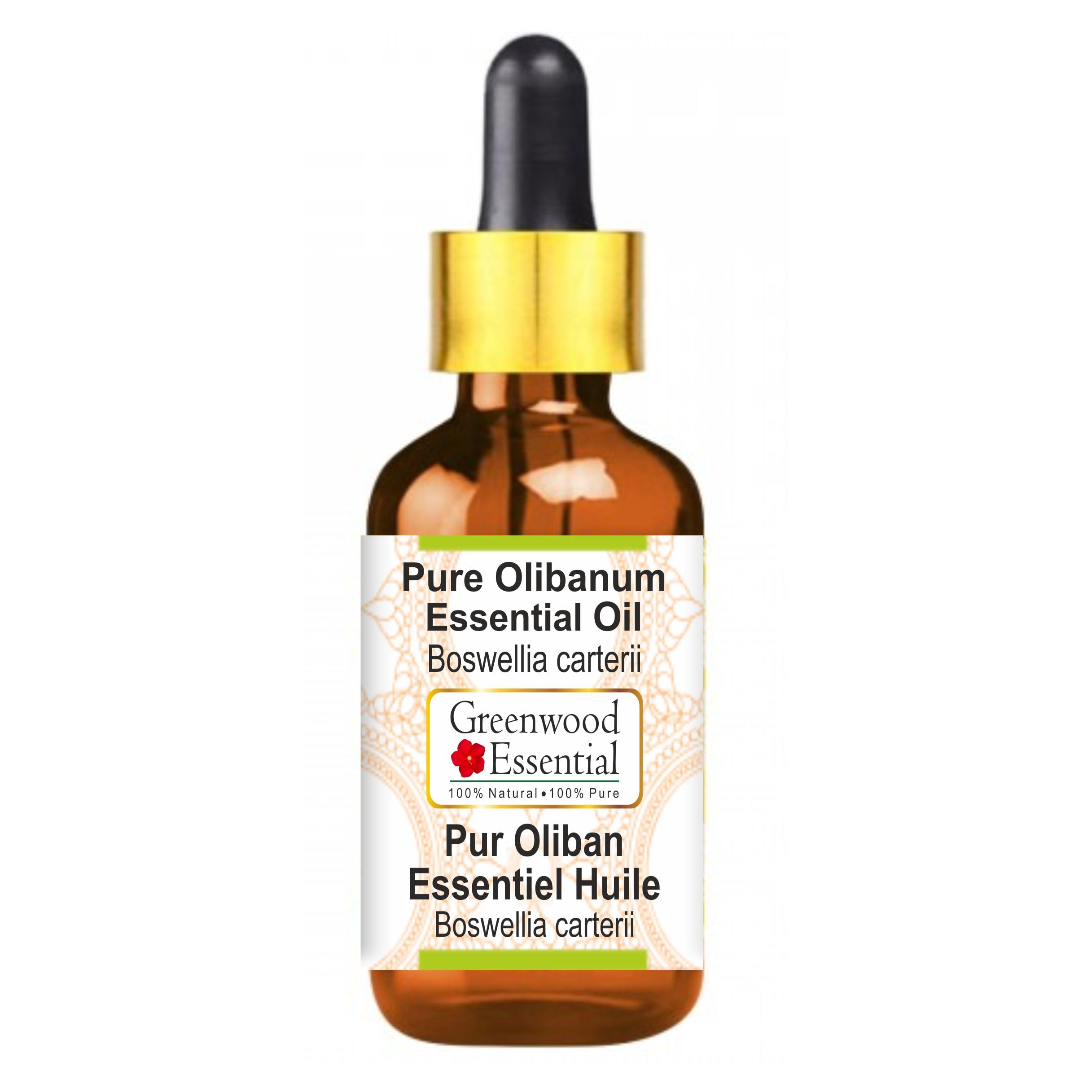 Greenwood Essential Pure Olibanum Essential Oil (Boswellia carterii) with Glass Dropper Steam Distilled Natural Therapeutic Grade 15ml (0.50 oz)
