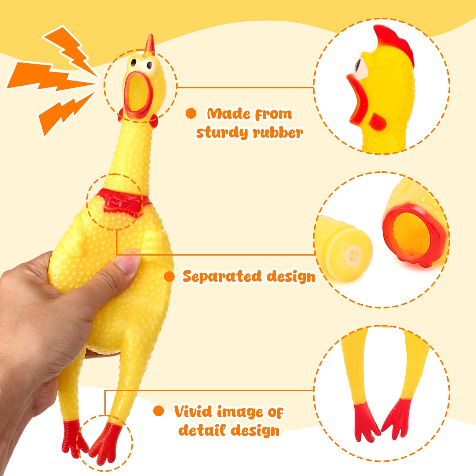 POPLAY Rubber Chickens That Squeak, Screaming Chicken Dog Toys Prank Novelty Toys for Kids Adults