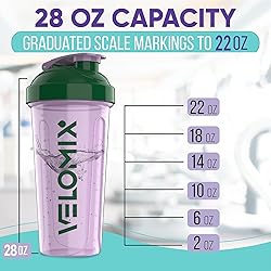 VELOMIX -2 Pack- 28 oz Protein Shaker Bottles for