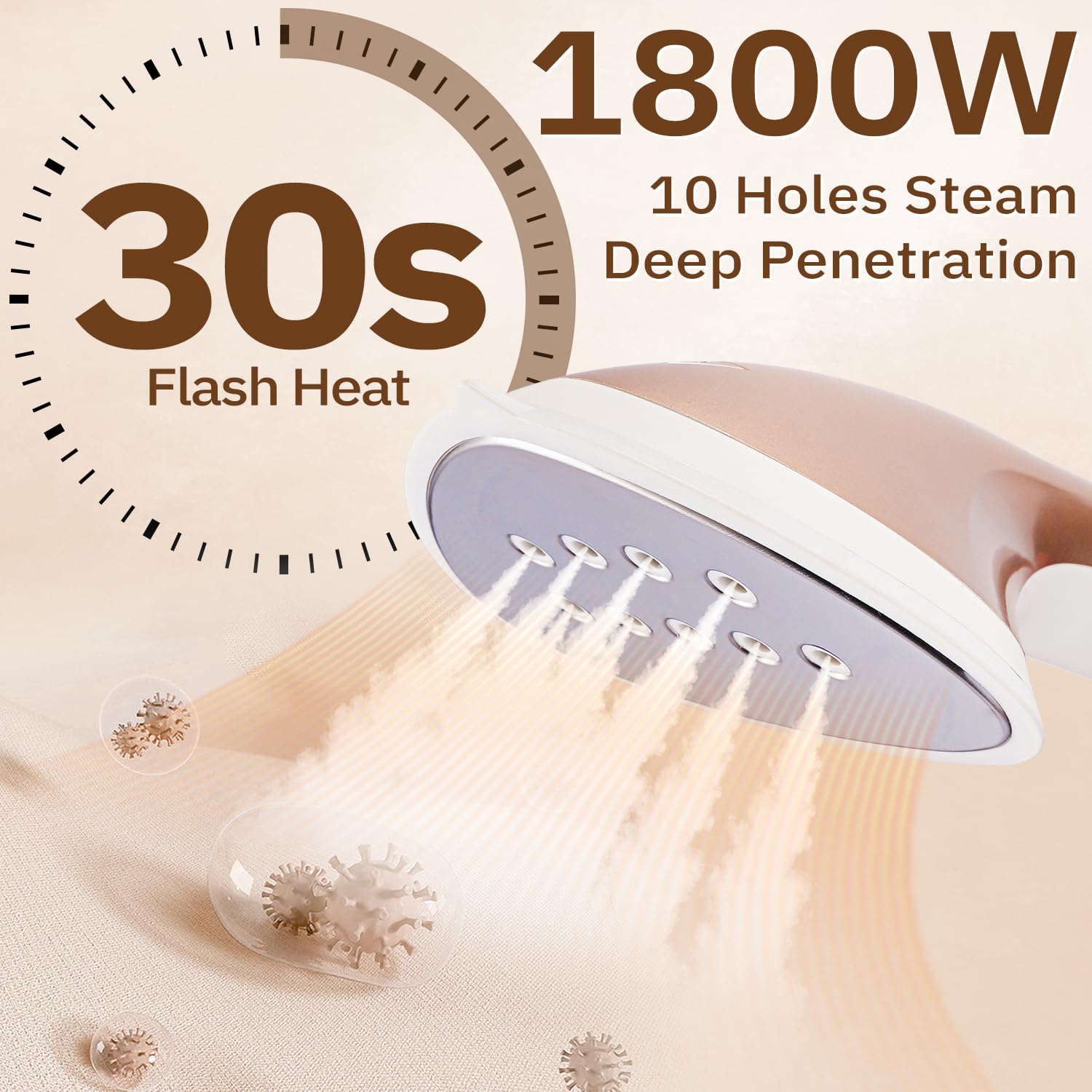 Steamer for Clothes,1800W Standing Garment Steamer with Adjustable Double Rod,Flat and Hanging Ironing,Clothes Steamers with 10 Ironing Modes,30s Fast Heat-up