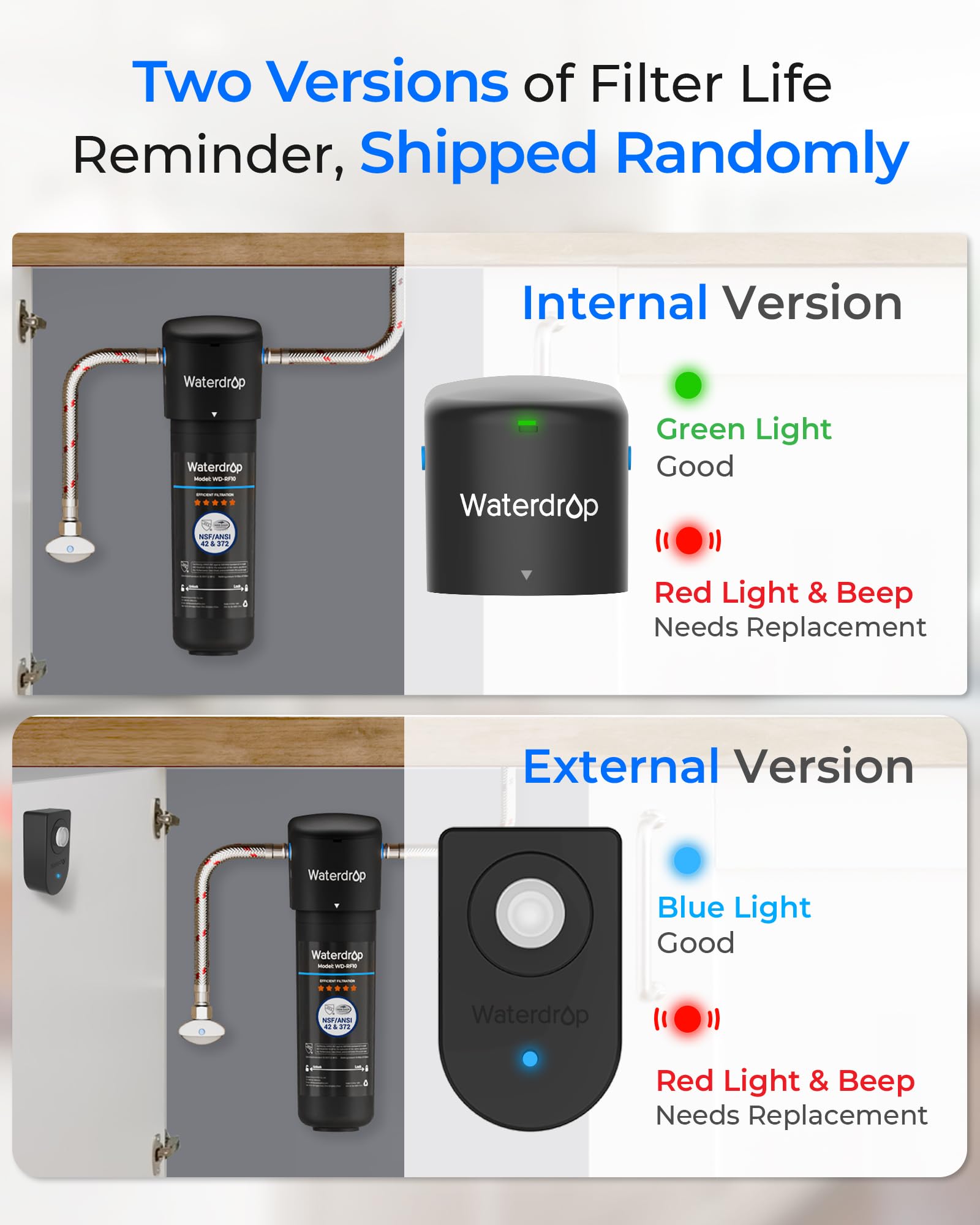 Waterdrop 10UA Under Sink Water Filter System, Reduces PFAS, PFOA/PFOS, Lead, Chlorine, Bad Taste & Odor, Under Counter Water Filter Direct Connect to Kitchen Faucet, NSF/ANSI 42 Certified, 1 Year