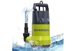 SHANGDA Sump Pump 1.5HP Submersible Utility Water Pump, 4500GPH Electric Portable Pump for Swimming Pool Garden Pond Basement with 17ft Long Power Cord