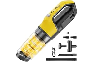 YTE PRO Handheld Vacuum Cordless 1.1 Pounds Car Vac 10000PA Hand Held Vacuums 4-in-1 Hand Vac Cordless Rechargeable HEPA Filter Large Capacity Dust Cup for Car Office Home Pets Hair (Lemon Yellow)