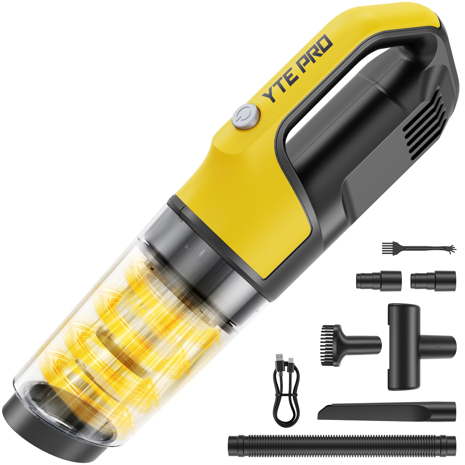 Photo 1 of YTE PRO Handheld Vacuum Cordless 1.1 Pounds Car Vac 10000PA Hand Held Vacuums 4-in-1 Hand Vac Cordless Rechargeable HEPA Filter Large Capacity Dust Cup for Car Office Home Pets Hair (Lemon Yellow)