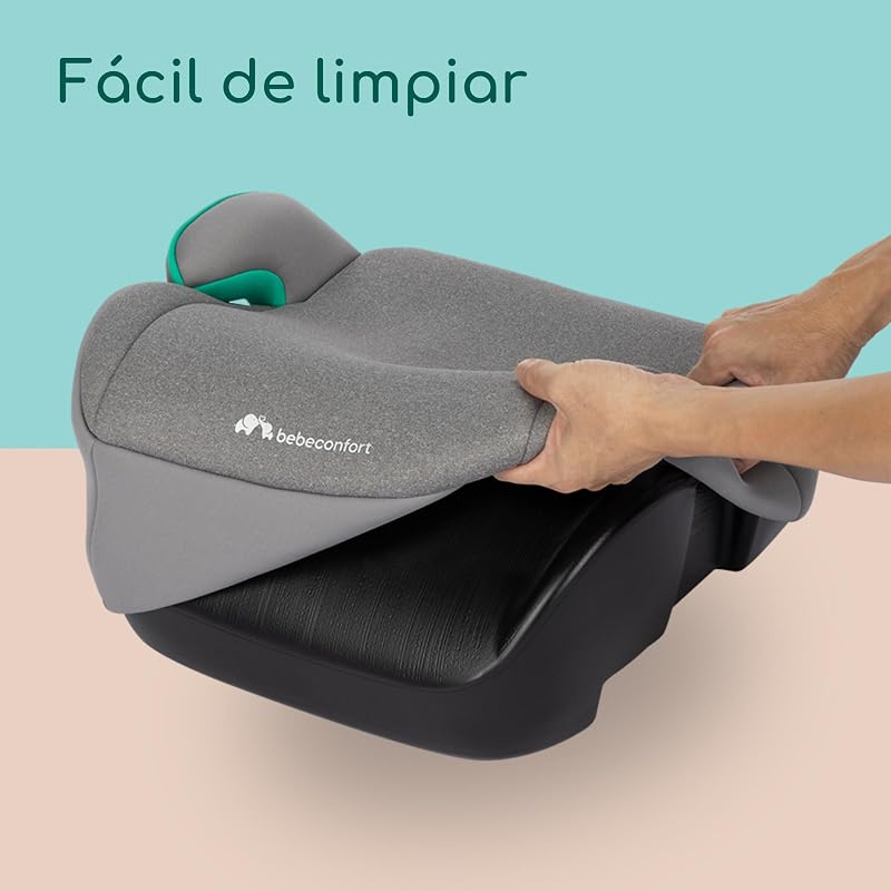 Manga i-Safe Asiento Elevador Coche, 6-12 Años, 125-150 cm, Compacto y Ligero (menos de 1 kg), Fácil Instalación con Cinturón, Acolchado, Tejidos Suaves, Tinted Grey