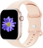 Cindgress Sport Band Compatible with Apple Watch 46mm 45mm 44mm 49mm for Women Men, Soft Silicone Strap for iWatch Wristband Series Ultra SE 11 10 9 8 7 6 5 4 3 2 1 M/L Pink Sand