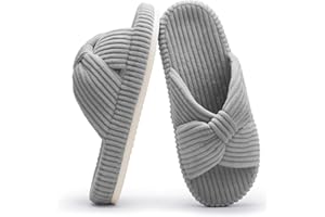 Chantomoo Slippers for Women Memory Foam House Bedroom Corduroy Bow Crossbands Slide Slipper Shoes Comfy Trendy Gift Slippers
