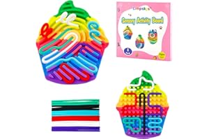 LIMPSKYS Sensory Activity Board, Silicone Maze Sensory Toy ,Sensory Toys for Kids with Autism,Quiet Fidget Toys,Fidget Toys Adults, Quiet Touch Toy, Great for Ages preschoolers to Adults ,with 18 Strings