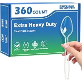 BYSNOW Extra Heavy Duty Plastic Silverware | Heat Resistant and BPA-Free Plastic Spoons Bulk Extra Durable for Parties, Wedding and Daily Use
