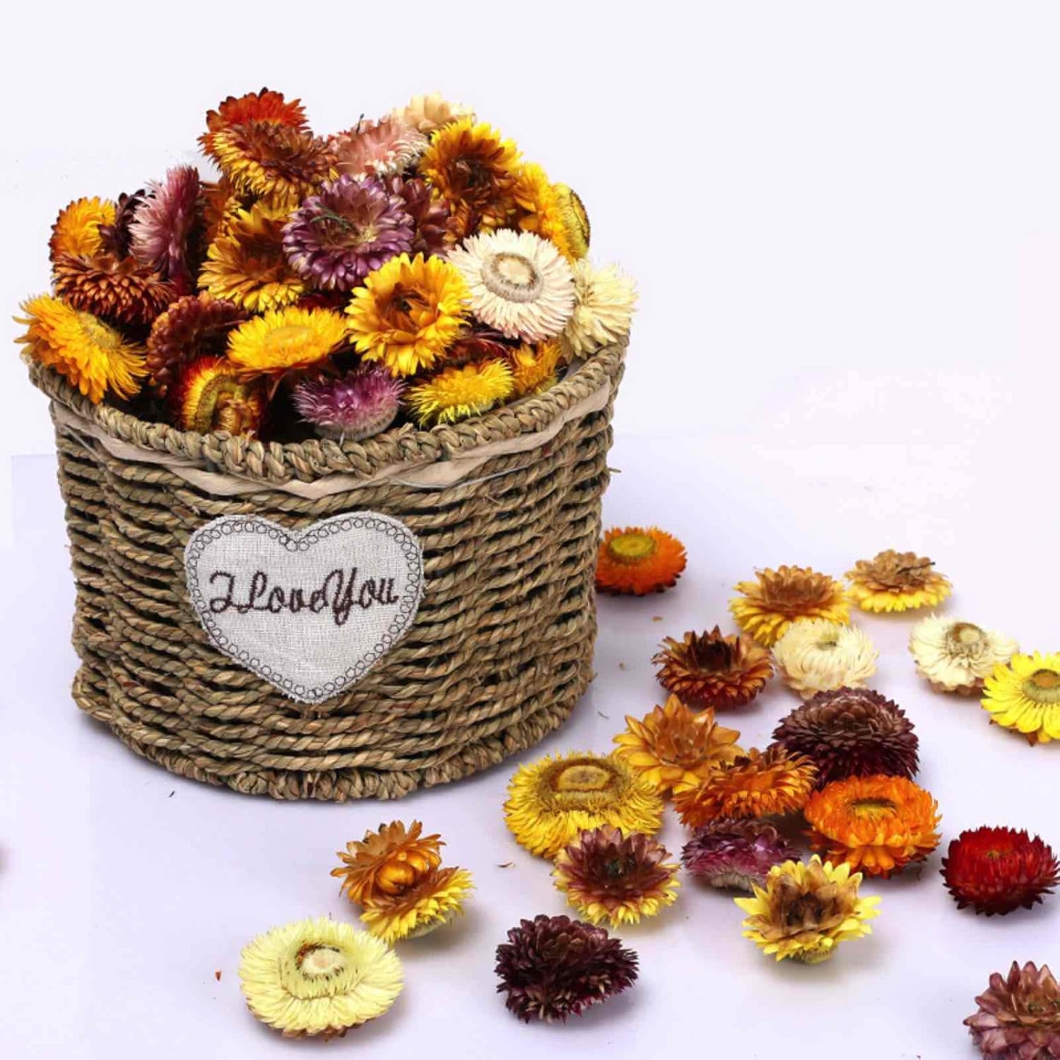 Dried & Preserved Flora - Natural Dried Daisy Flowers Heads - 30~40 Pcs Gerbera Daisies Faux Sunflowers Chrysanthemum, Dry Flower Arrangements for Wedding Decor, Home Party Decoration and DIY Craft (Multi Colors)