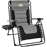 Colegence Oversized Padded Zero Gravity Lounge Chair, Foldable Patio Anti Gravity Reclining Chairs Folding Lawn Recliner with