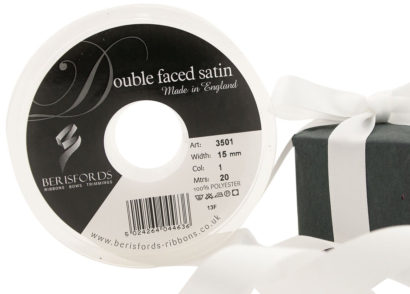 Berisfords Ribbon, White, 15 mm — image 1