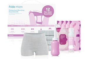 Frida Mom 11pc Postpartum Essentials Kit Gift Set, Hospital Bag Must Haves for New Mom, Includes 4 Disposable Postpartum Underwear, 4 Ice Maxi Pads, Perineal Healing Foam & 24 Pad Liners & Peri Bottle